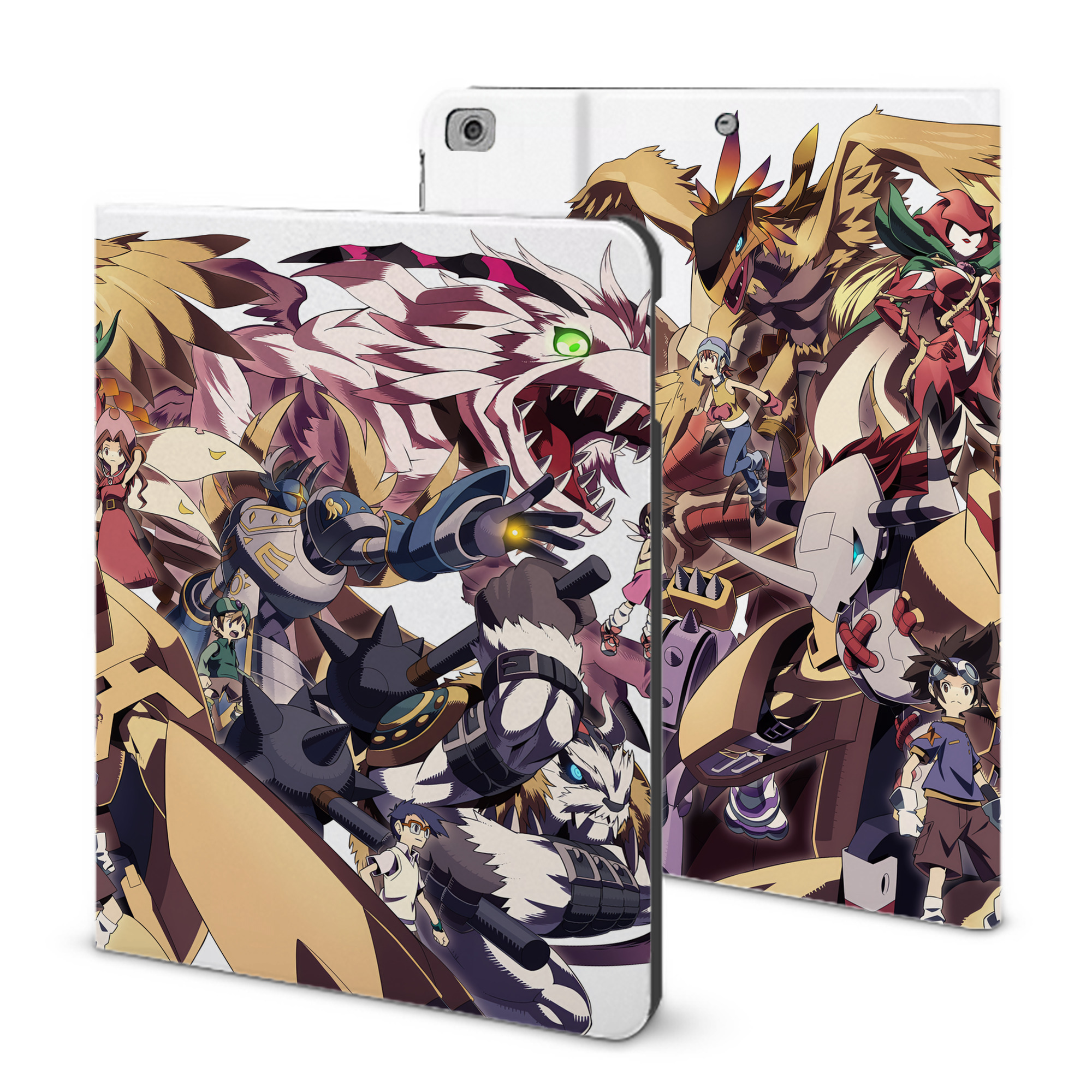 （画像用） Digimon デジタルモンスター/デジモン IPad ケース ブック型 PUレザー TPU 耐衝撃 軽量 薄型 ペン収納なし 全面保護 IPad 各モデル対応